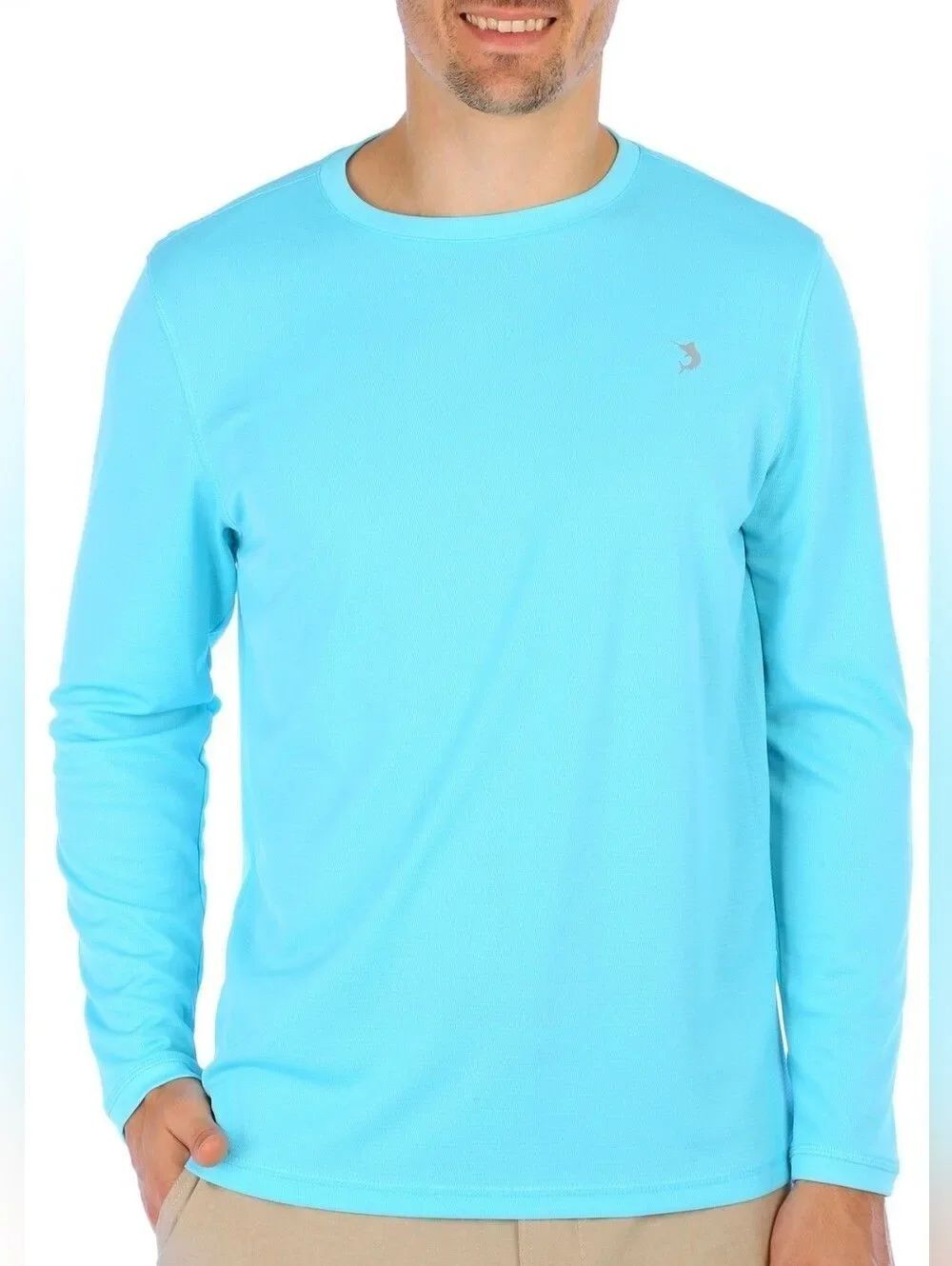 Reel Legends Men's Blue Freeline Solid Long Sleeve Crew Shirt